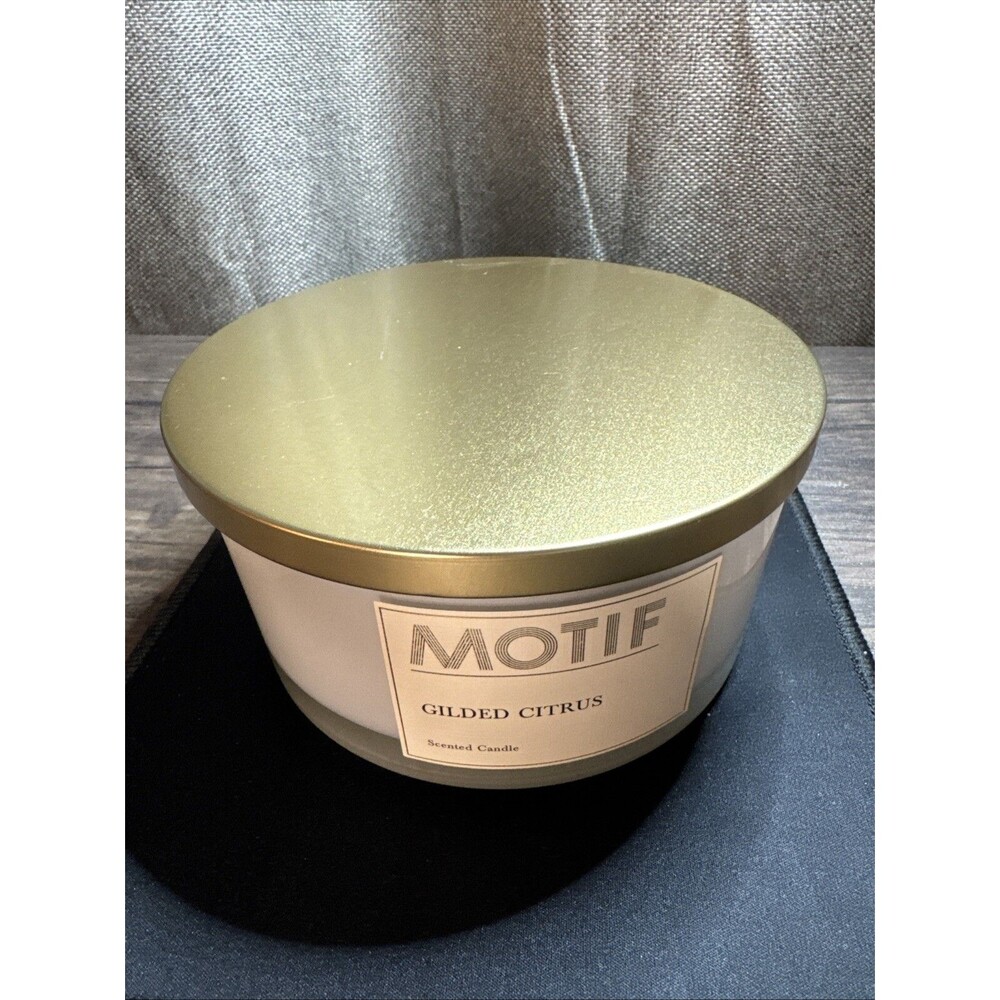Brand New Motif 3 Wick Scented Candle- Gilded Citrus- 23 Oz